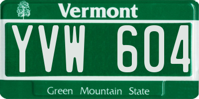 VT license plate YVW604