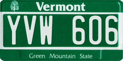 VT license plate YVW606