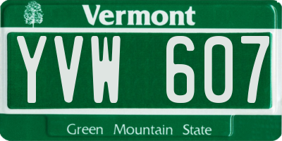 VT license plate YVW607