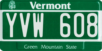 VT license plate YVW608