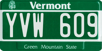 VT license plate YVW609