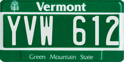 VT license plate YVW612