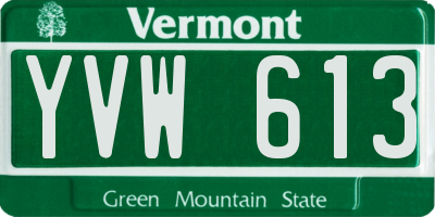 VT license plate YVW613