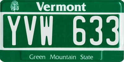 VT license plate YVW633