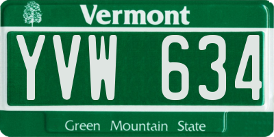 VT license plate YVW634