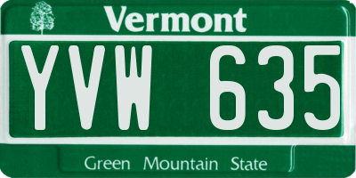 VT license plate YVW635