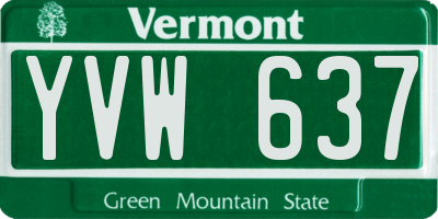 VT license plate YVW637