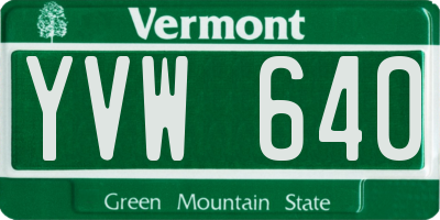 VT license plate YVW640