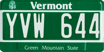 VT license plate YVW644
