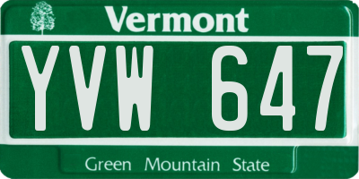 VT license plate YVW647