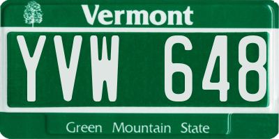 VT license plate YVW648