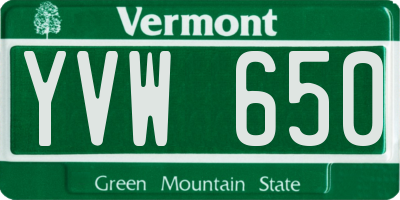 VT license plate YVW650