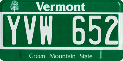 VT license plate YVW652