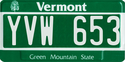 VT license plate YVW653