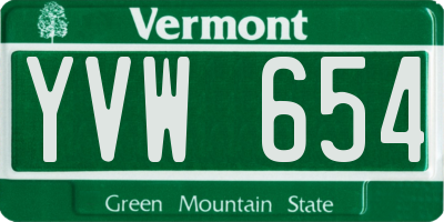 VT license plate YVW654