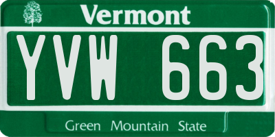 VT license plate YVW663