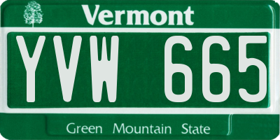 VT license plate YVW665