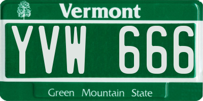 VT license plate YVW666