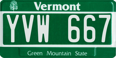 VT license plate YVW667