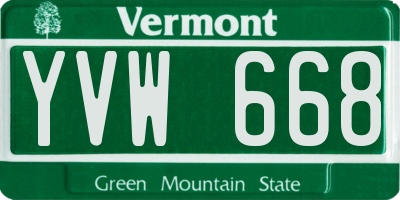 VT license plate YVW668