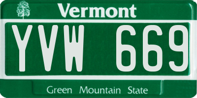 VT license plate YVW669