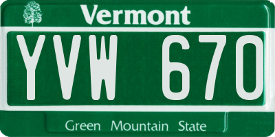 VT license plate YVW670