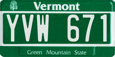 VT license plate YVW671