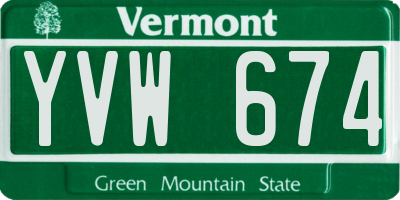VT license plate YVW674