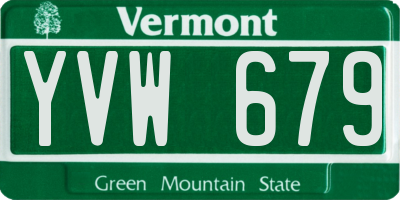 VT license plate YVW679