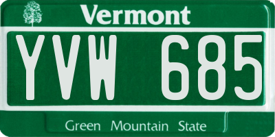 VT license plate YVW685
