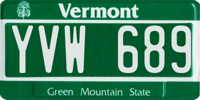 VT license plate YVW689