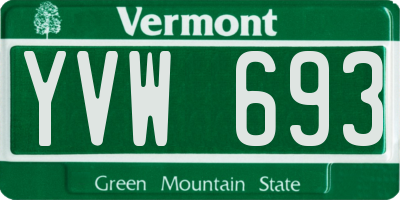 VT license plate YVW693
