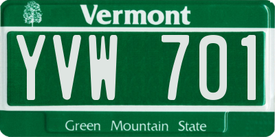 VT license plate YVW701