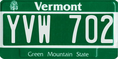 VT license plate YVW702