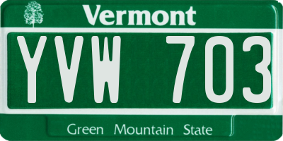 VT license plate YVW703