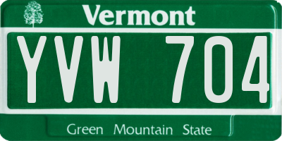 VT license plate YVW704