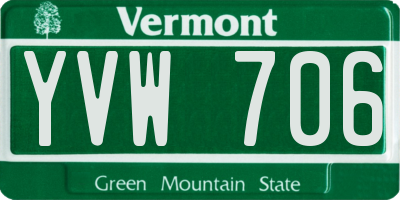 VT license plate YVW706