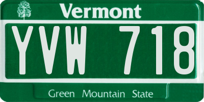 VT license plate YVW718