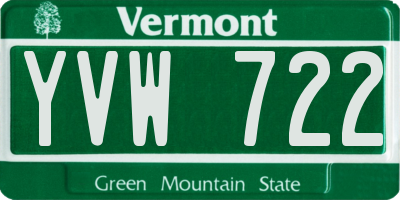 VT license plate YVW722