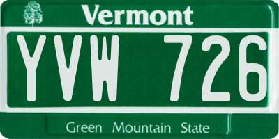 VT license plate YVW726