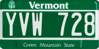 VT license plate YVW728