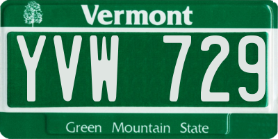 VT license plate YVW729