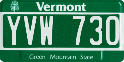 VT license plate YVW730