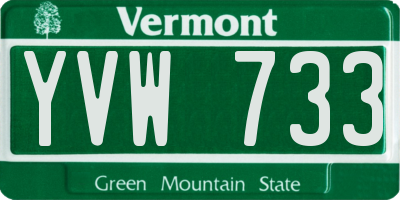 VT license plate YVW733