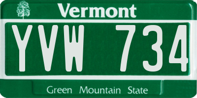 VT license plate YVW734