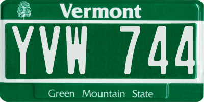 VT license plate YVW744