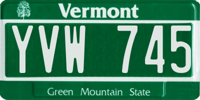 VT license plate YVW745