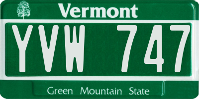 VT license plate YVW747