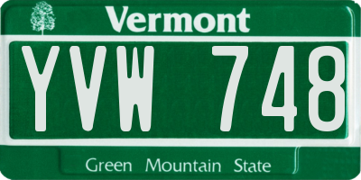 VT license plate YVW748