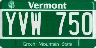 VT license plate YVW750